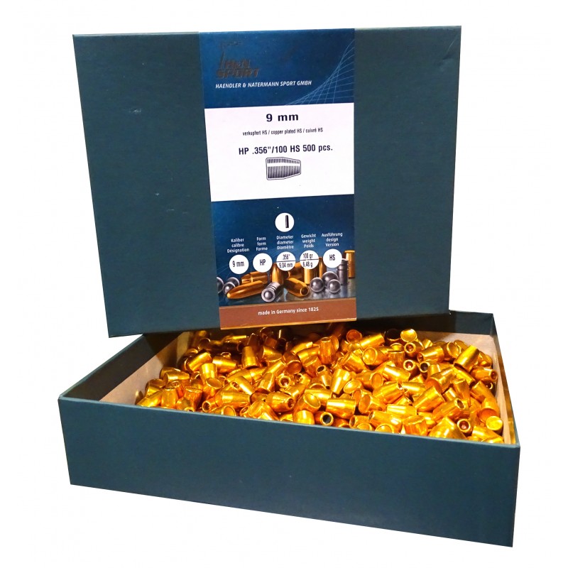 Proyectiles Haendler and Natermann 9mm HP .356  100 HS