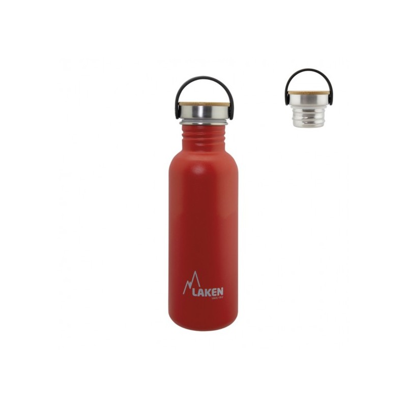 Laken BOTELLA DE ACERO INOXIDABLE BASIC STEEL 0,75L TAPÓN BAMBÚ Y ACERO INOXIDABLE