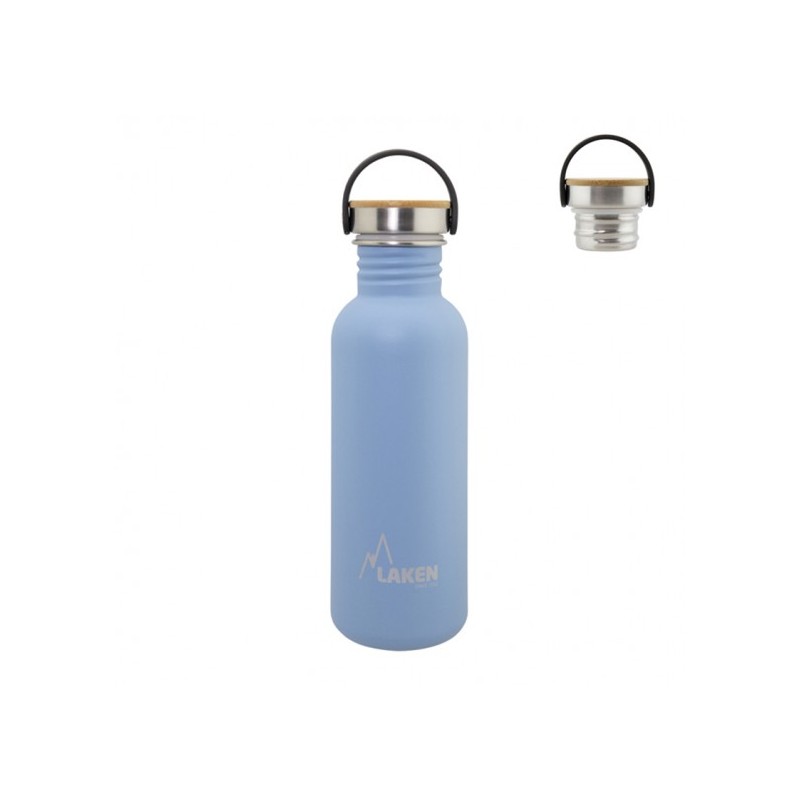 Laken BOTELLA DE ACERO INOXIDABLE BASIC STEEL 0,75L TAPÓN BAMBÚ Y ACERO INOXIDABLE