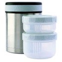 Laken TERMO PARA ALIMENTOS DE ACERO INOXIDABLE 1L CON DOS CONTENEDORES INTERIORES Y FUNDA