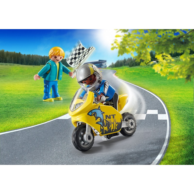 Playmobil Chicos con Moto de Carreras