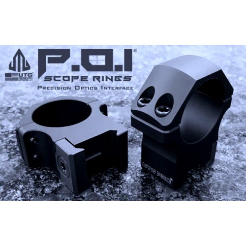 UTG Anillas Pro P.O.I Made in USA 30mm Altura media carril Picatinny / Weaver / Warne