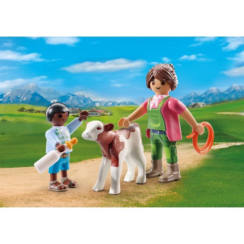 Playmobil Granjero con ternero
