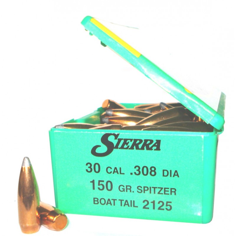 Sierra Proyectiles 30 Cal.  150 gr SBT Spitzer Boat Tail