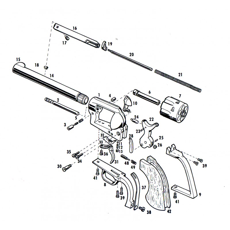 Pietta Cattleman 1873 Listado completo de piezas